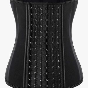 Black Corset Waist Trainer, Girdle body shaper with steel bones extender